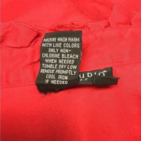 Bay Studio Career Women’s Ruffled Neckline Button Down Shirt, Red, Size XL - Picture 7 of 7